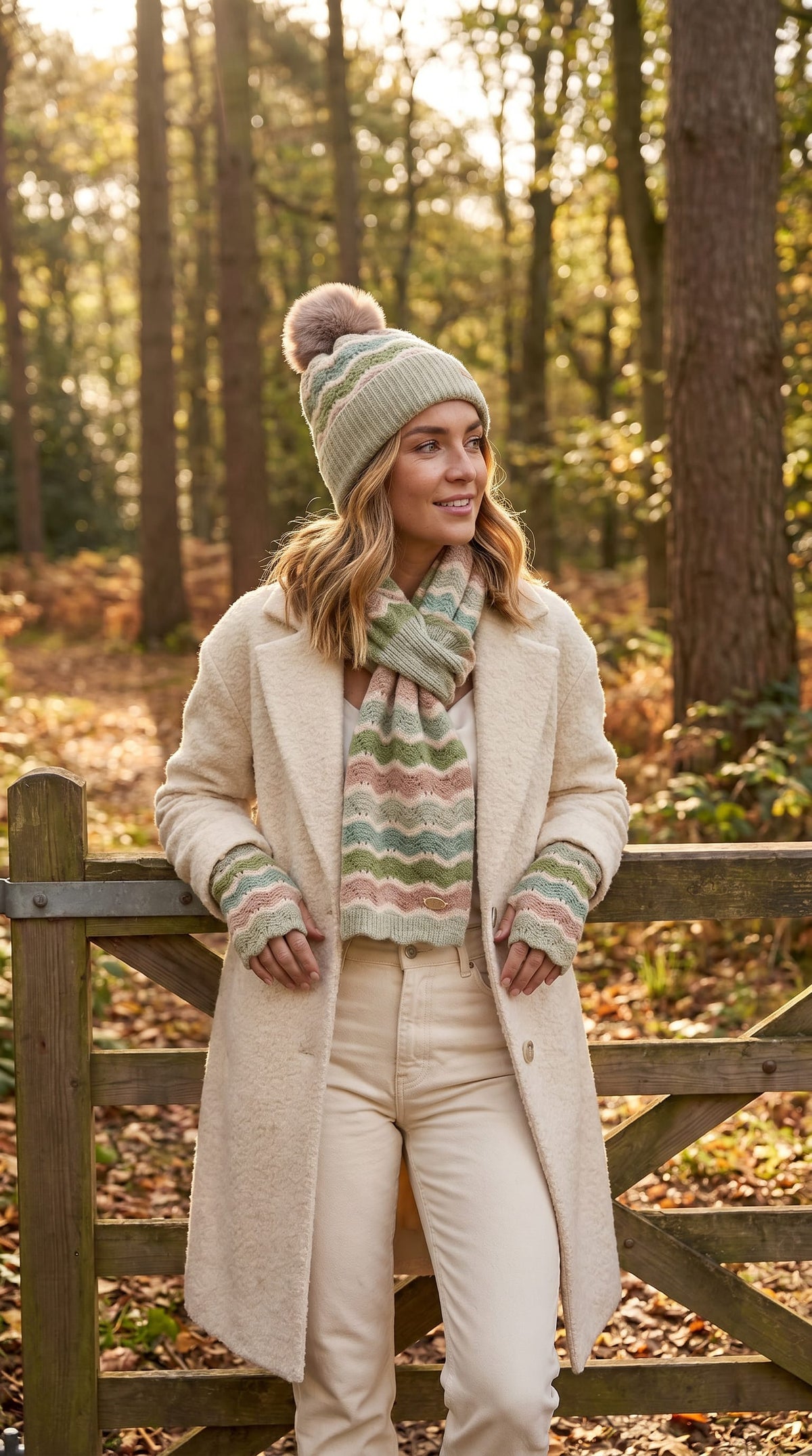 Green Pull-through waive print Scarf
