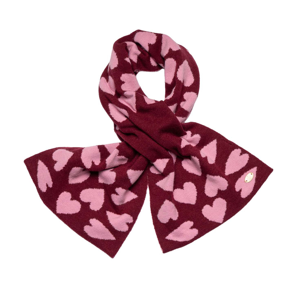 Pink/Burgundy Heart Pull through scarf