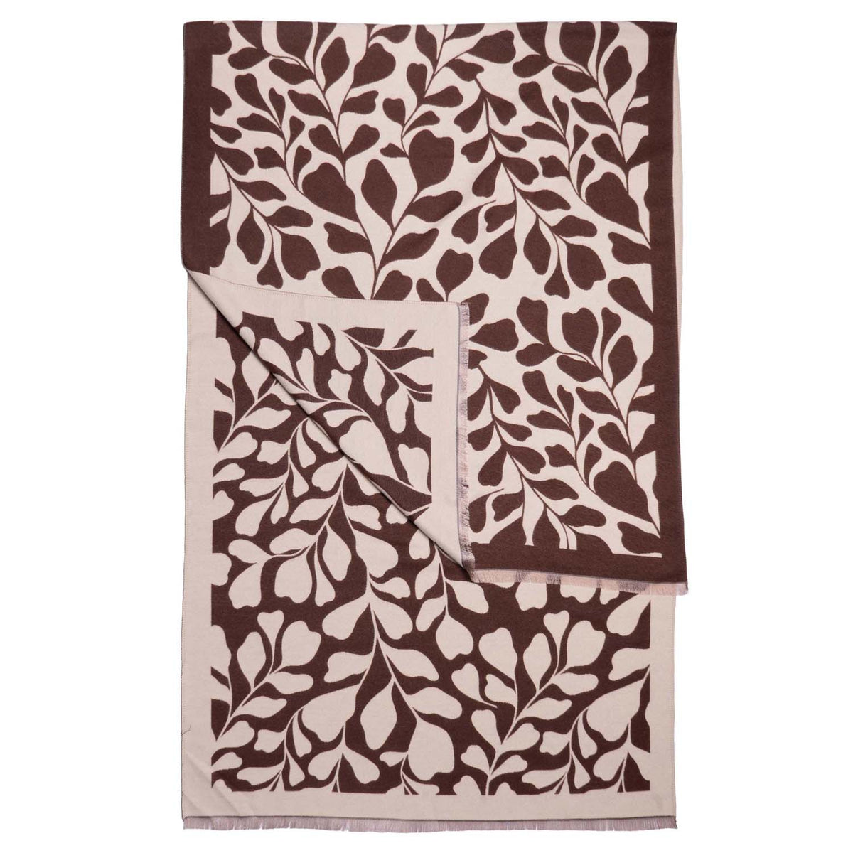 Wrap/Scarf with a Chocolate Fig leaf Print