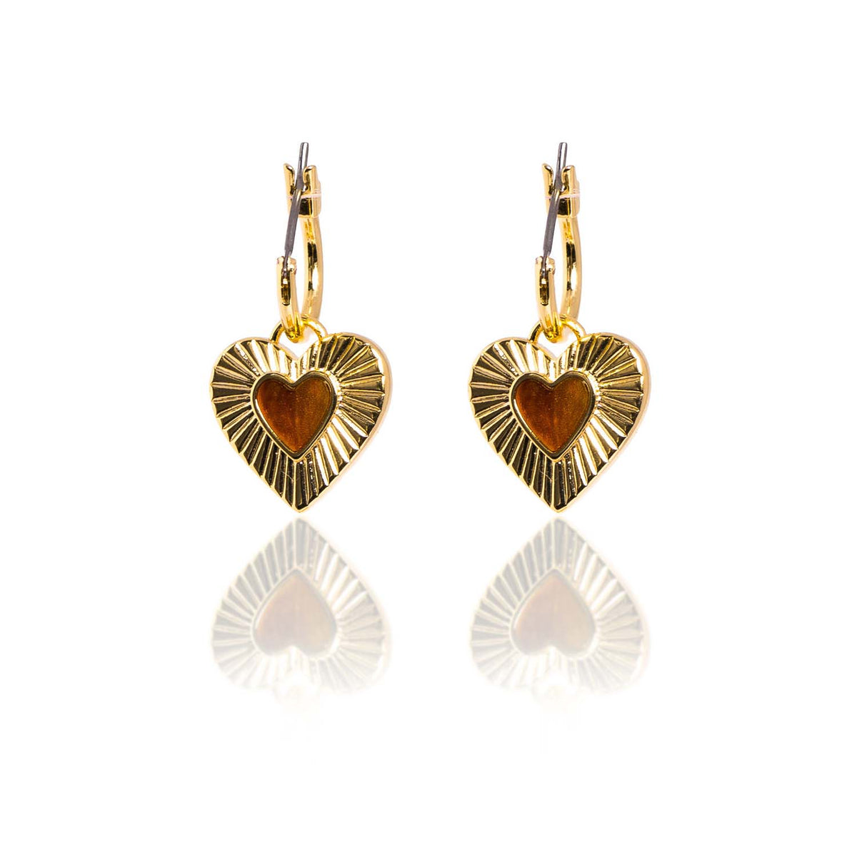 Bella 14K Gold Plated Heart Detail Earrings