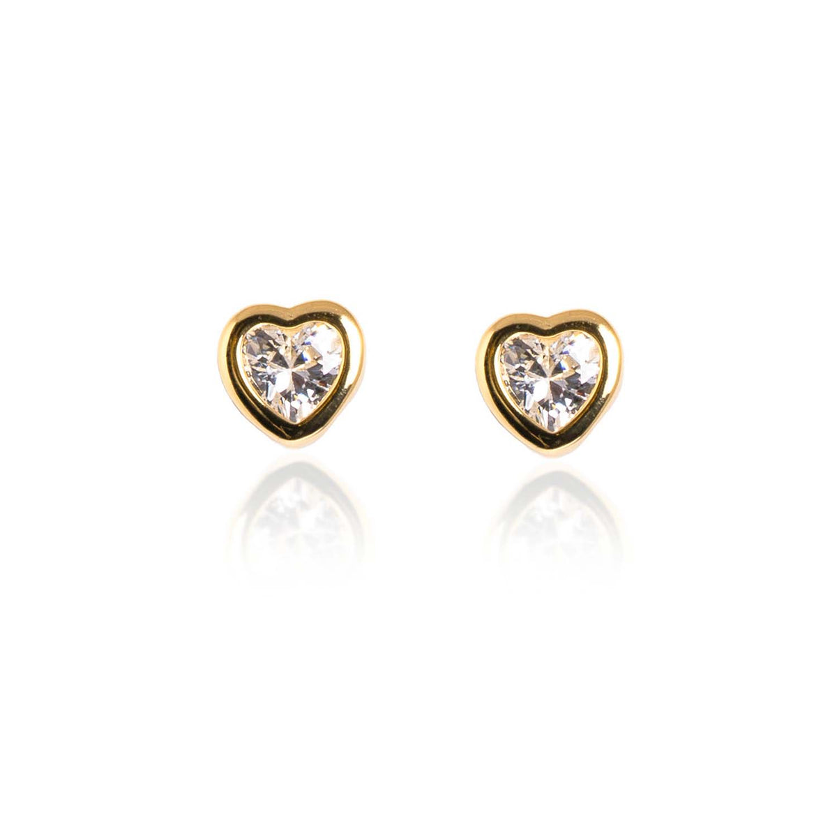 Amillee 14 K Gold Plated Heart Stud Earrings