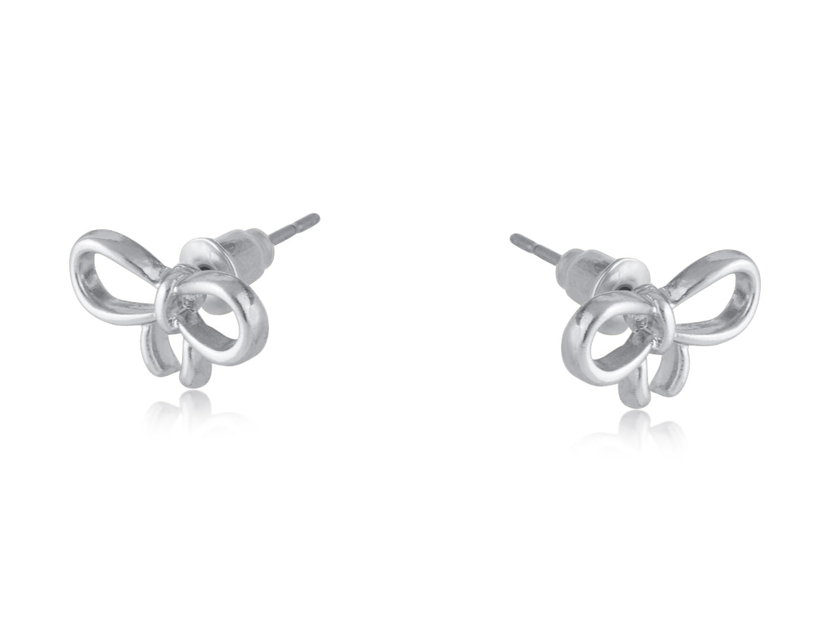 Santorini Bow Stud Earrings in Silver