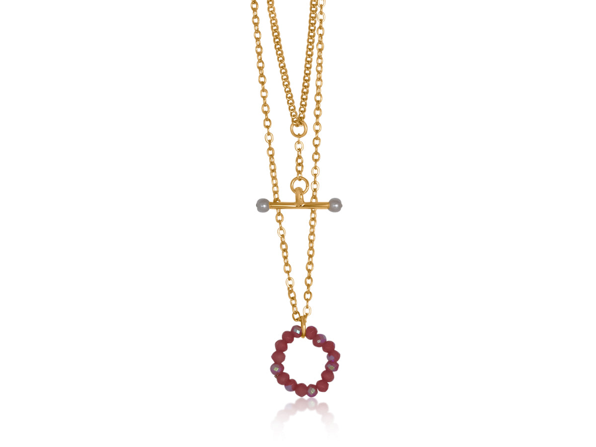 Ingrid Necklace with Red Beads