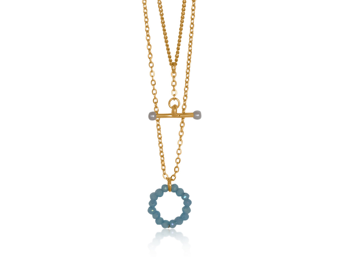 Ingrid Necklace with Blue Beads