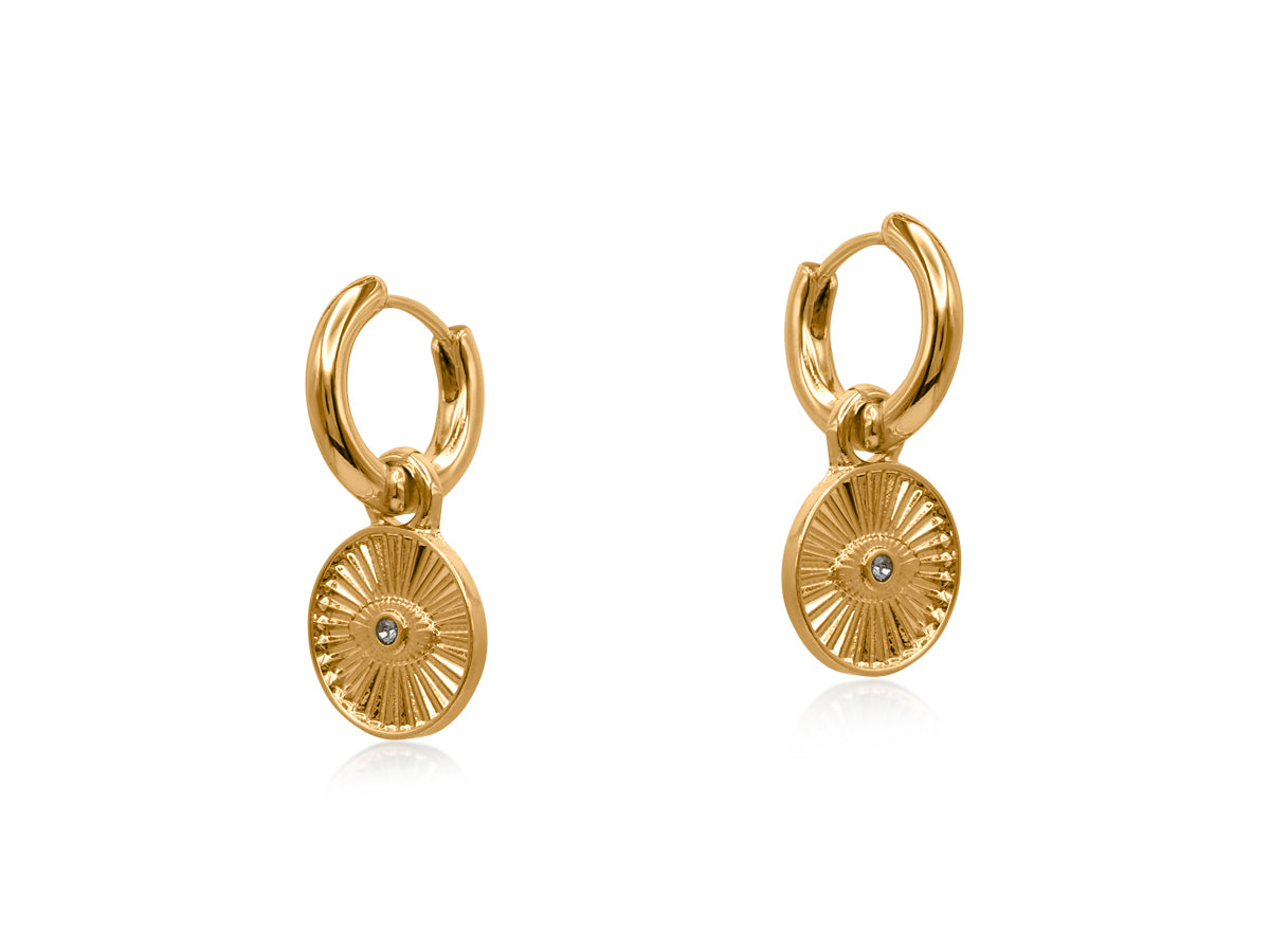 Gold Sirens eye Huggies Earrings