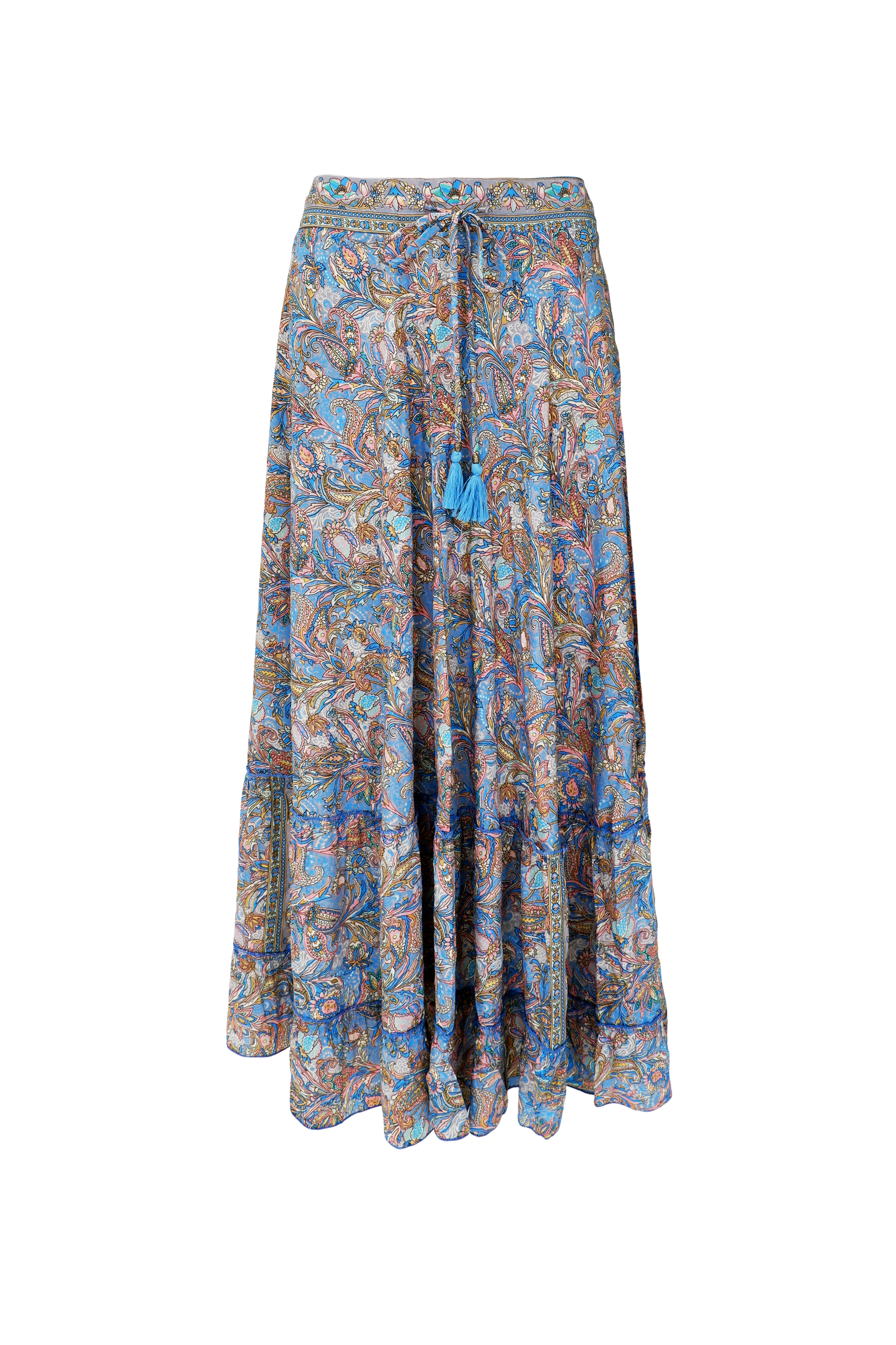 Luna Maxi Frill Skirt in Violet Blue
