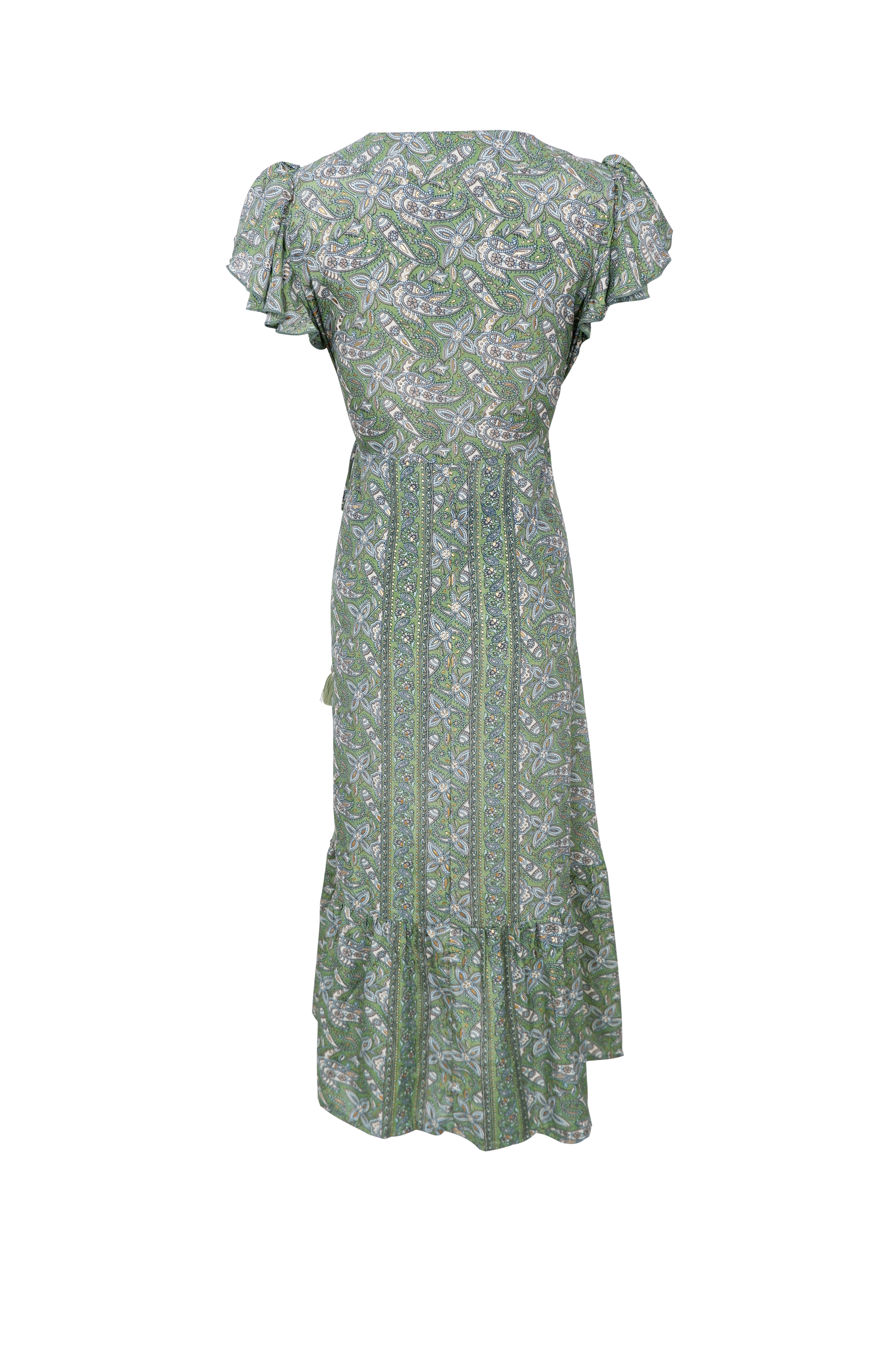 Luna Flared Wrap Dress in Glory Green