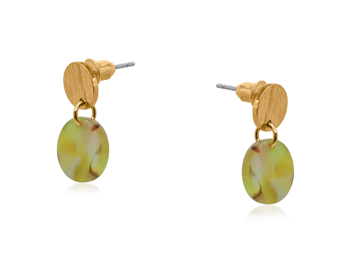 Eva Petite Resin Earrings in Yellow/Brown