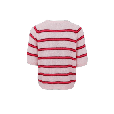 Black Colour- SS Jumper Rose Red- striped- S/M