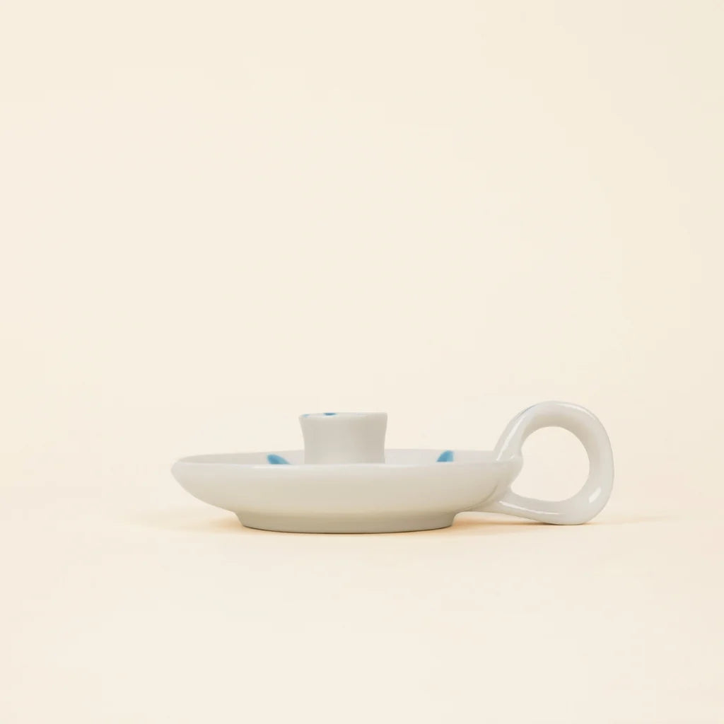 Candle Holder with handle in Sky Blue