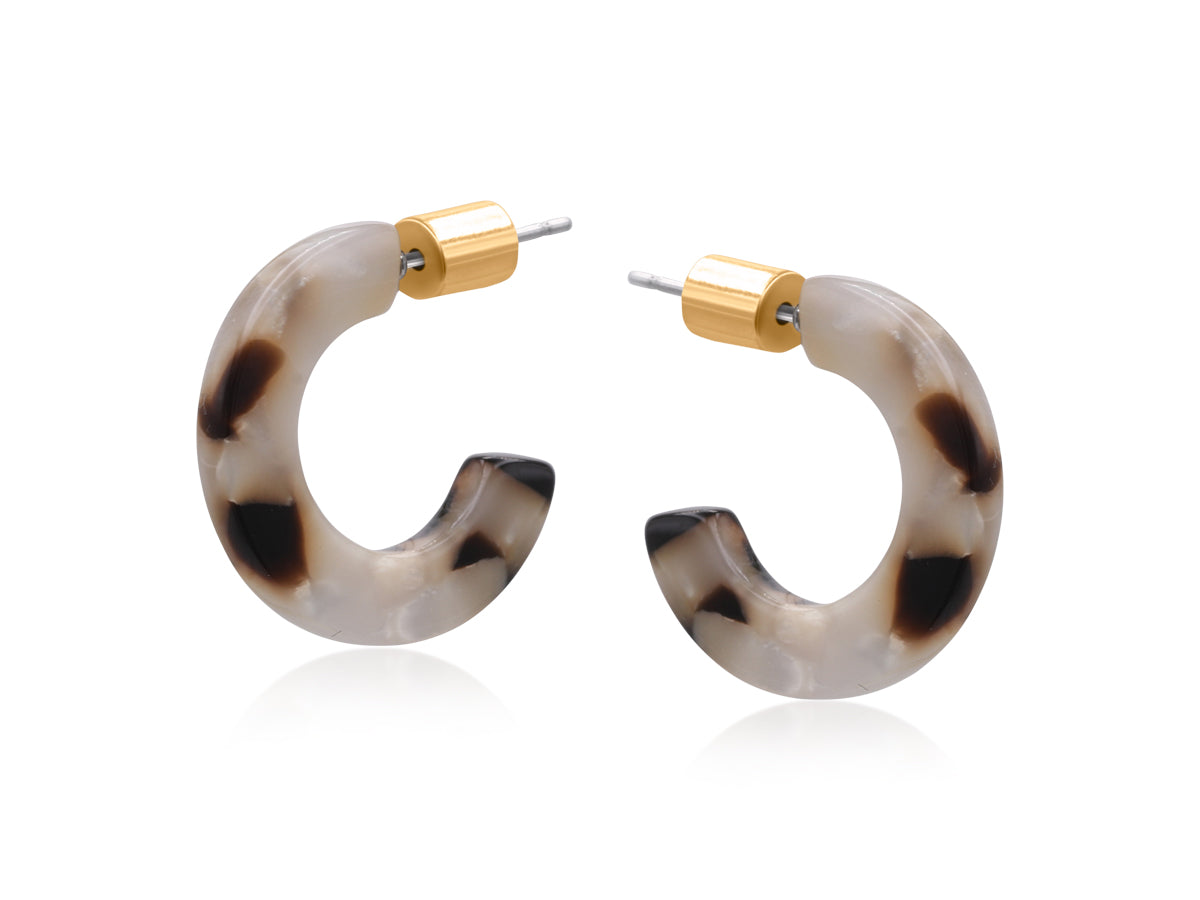 Sofia Flat Hoop Earrings in Black/Grey