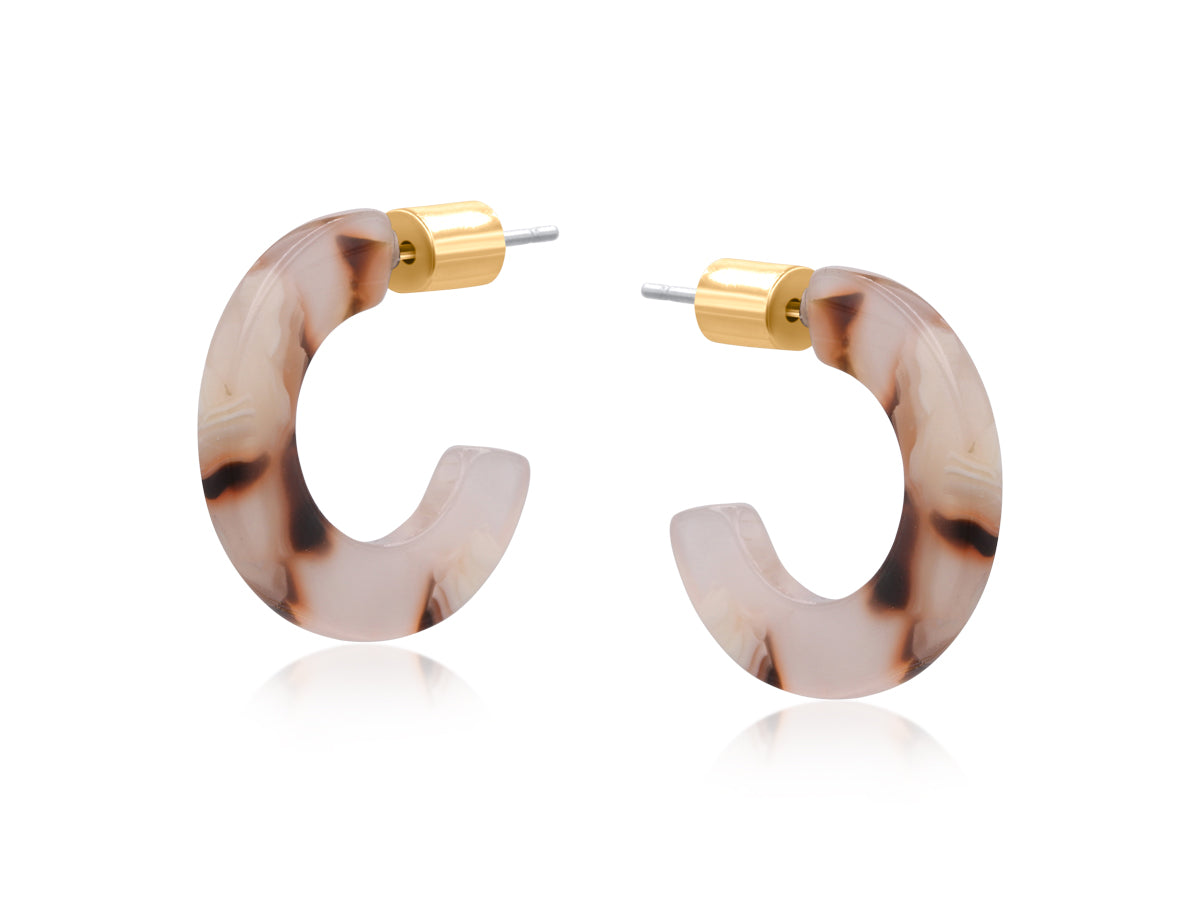 Sofia Flat Hoop Earrings in Tan