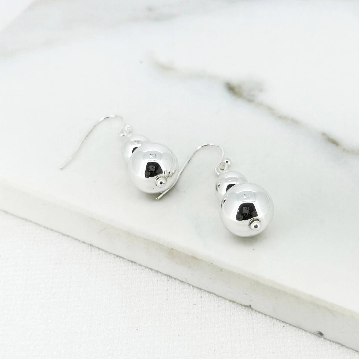 Silver Ball Dropper Earrings