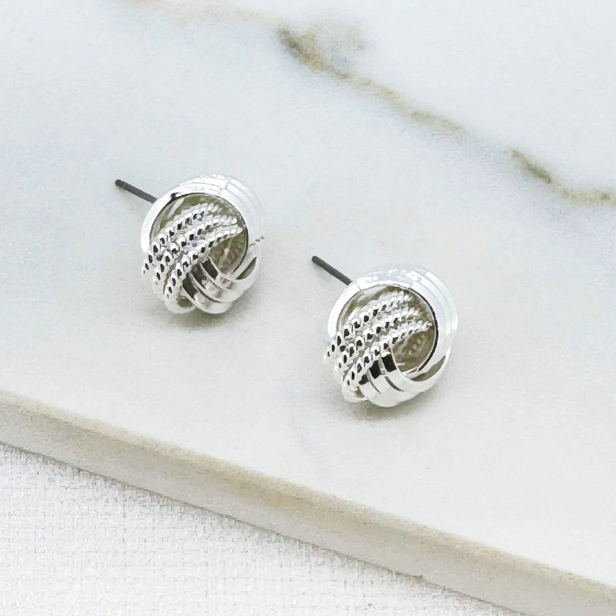 Silver Knot Stud Earrings