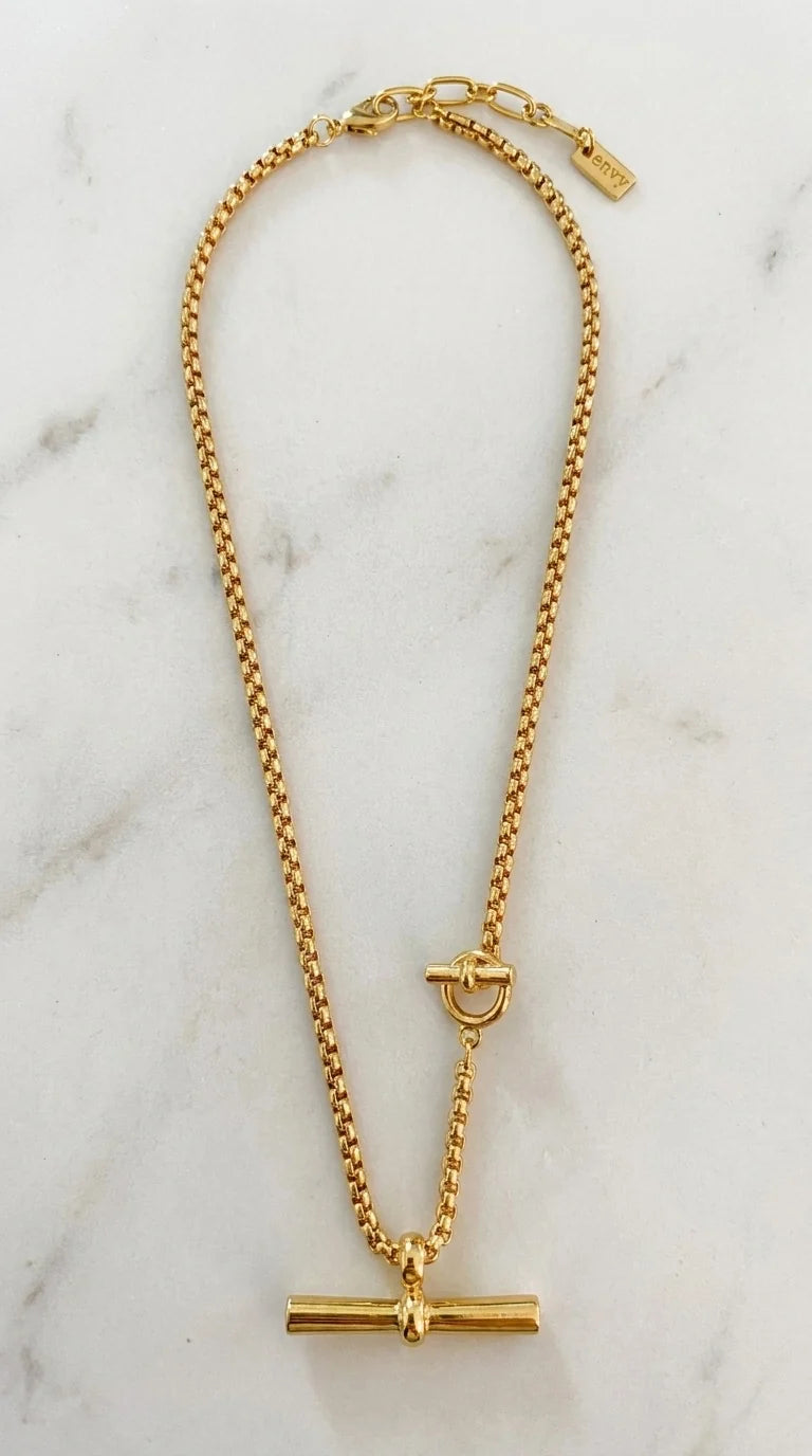 Gold Chunky T-Bar Necklace