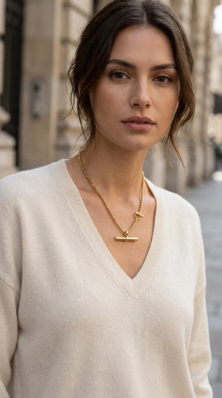 Gold Chunky T-Bar Necklace