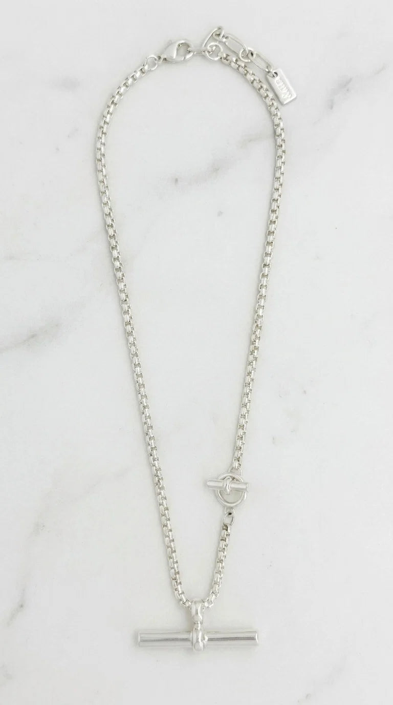 Silver Chunky T-Bar Necklace