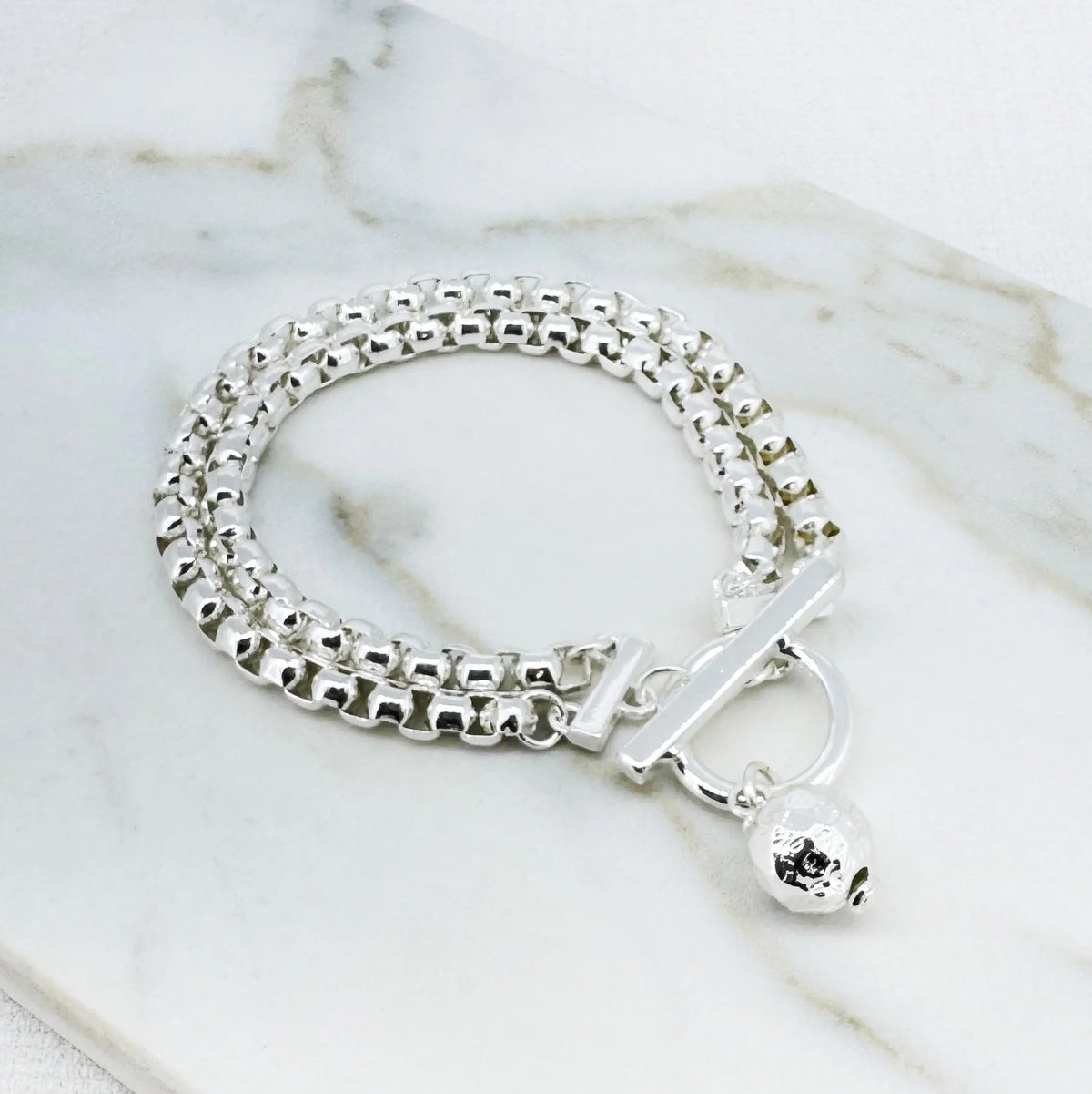 Silver Bracelet with T-Bar clasp