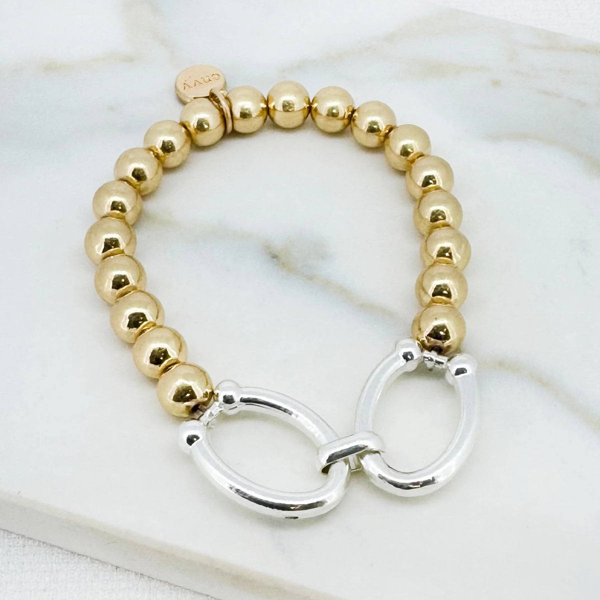 Gold Bead Bracelet with Gold Clasp