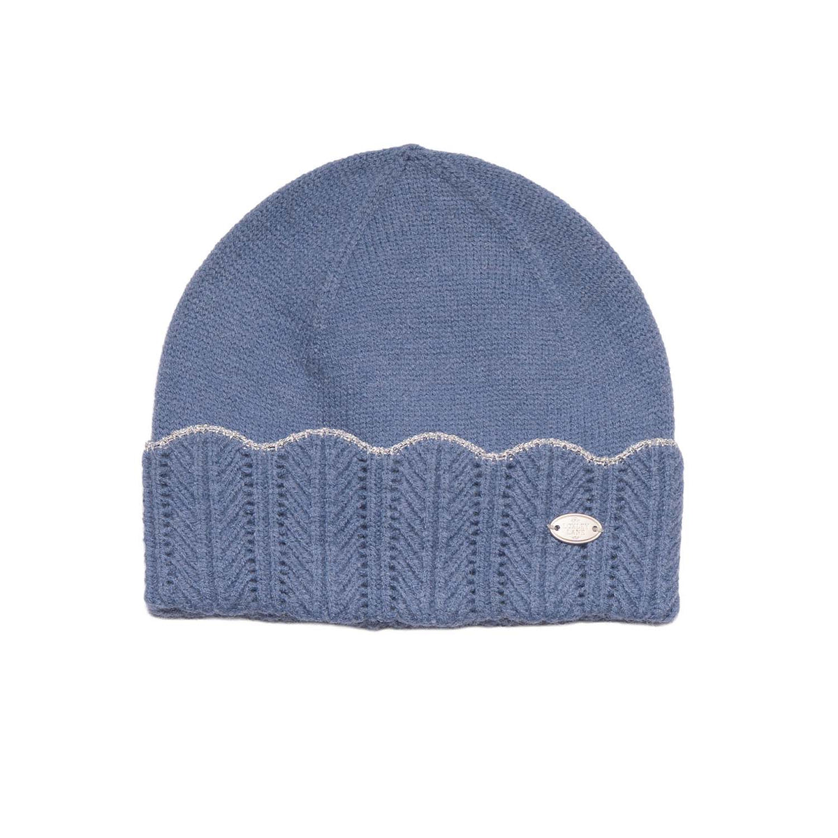 Blue Scalloped Edge Beanie Hat