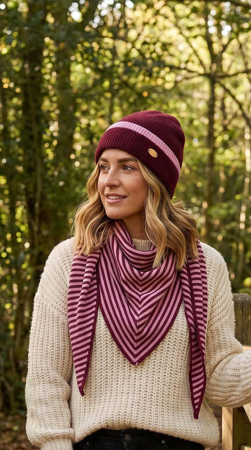 Burgundy Knitted Beanie Hat