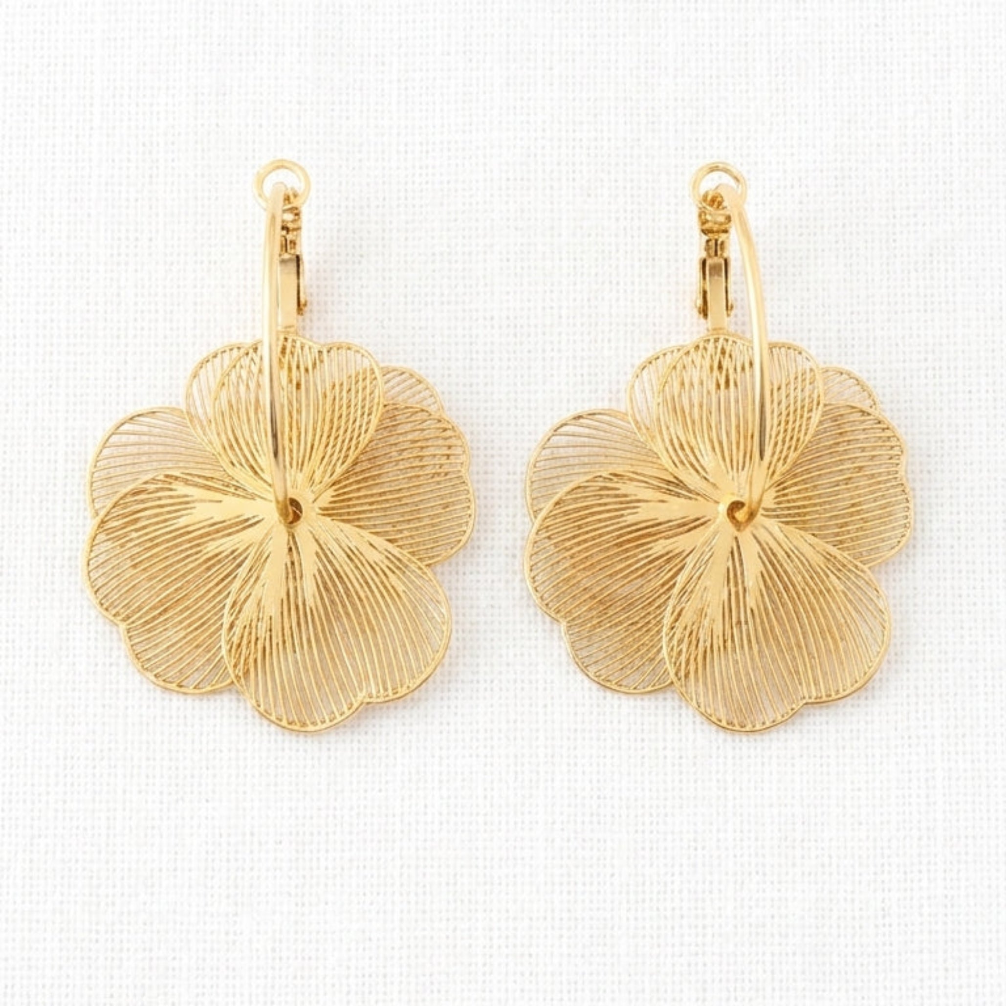 Textured flower drop earrings