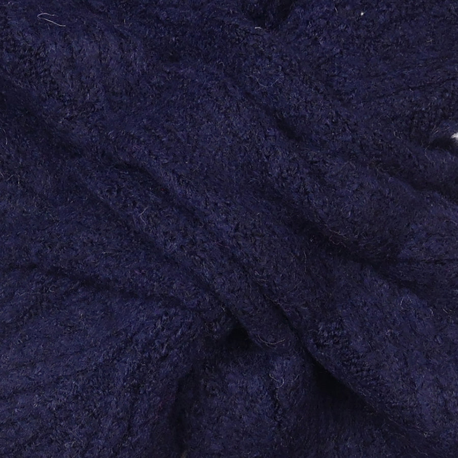 Charlotte navy blue herringbone pull through scarf