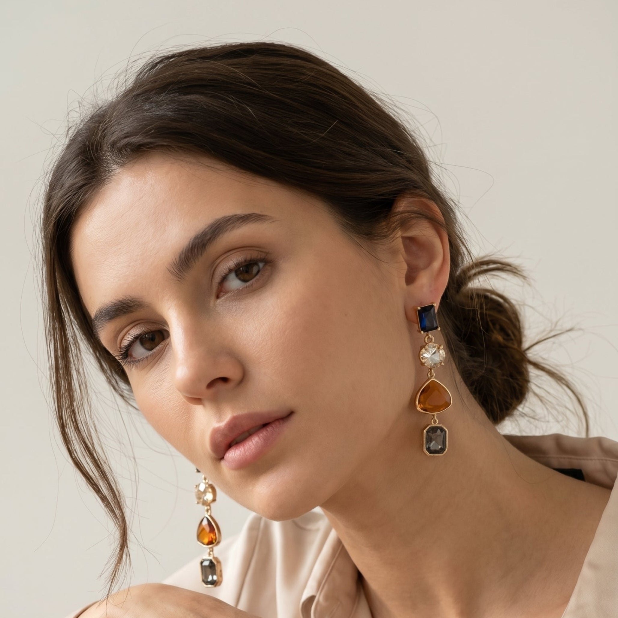 Multi-stone drop earrings