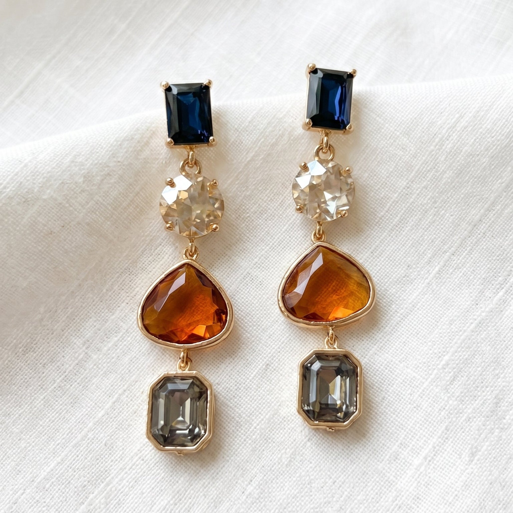 Multi-stone drop earrings
