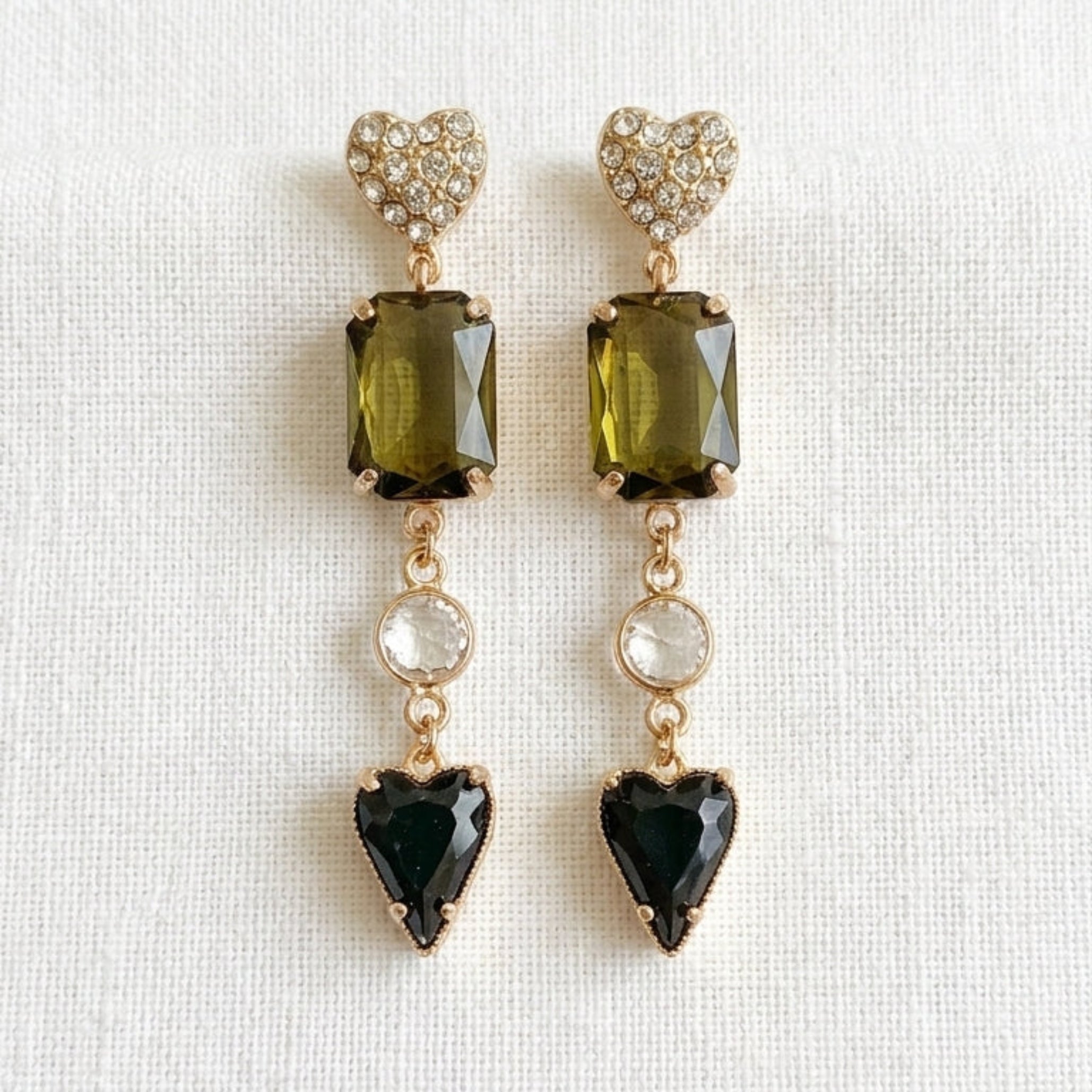 Heart drop statement earrings