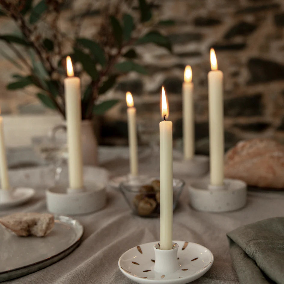 Candle Holder with Gold Brush Marks