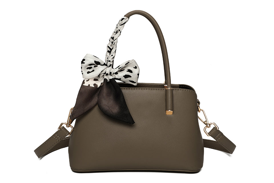 Dark Green Convertible Crossbody Clutch Bag with Scarf Detail