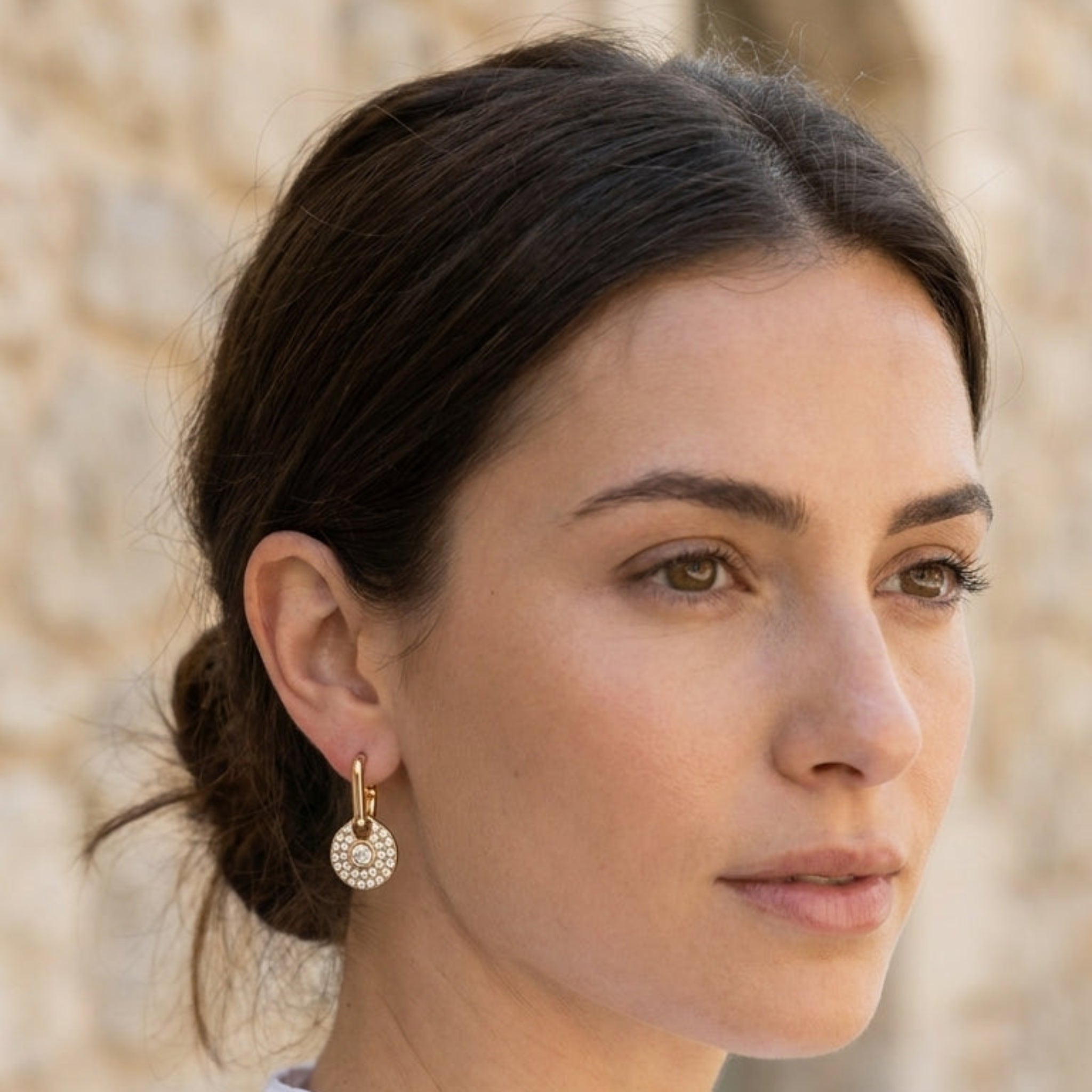 Hoop earrings with Crystal Disc drop