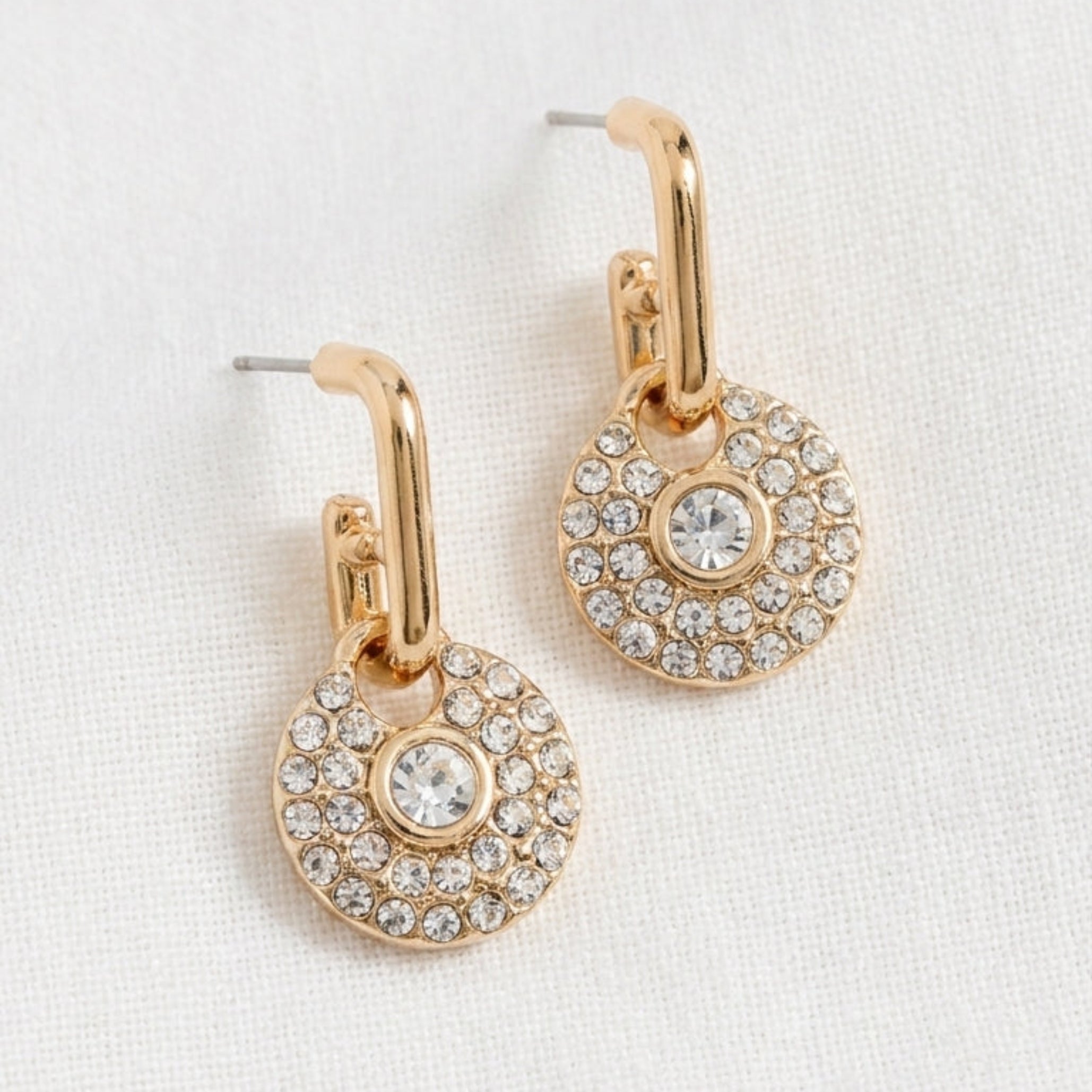 Hoop earrings with Crystal Disc drop