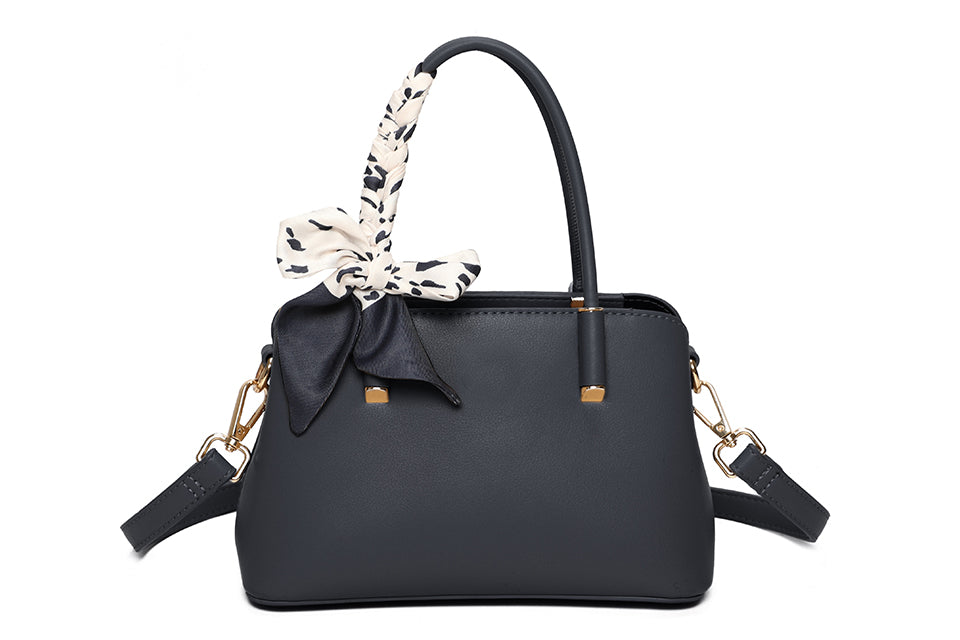 Navy Convertible Crossbody Clutch Bag with Scarf Detail