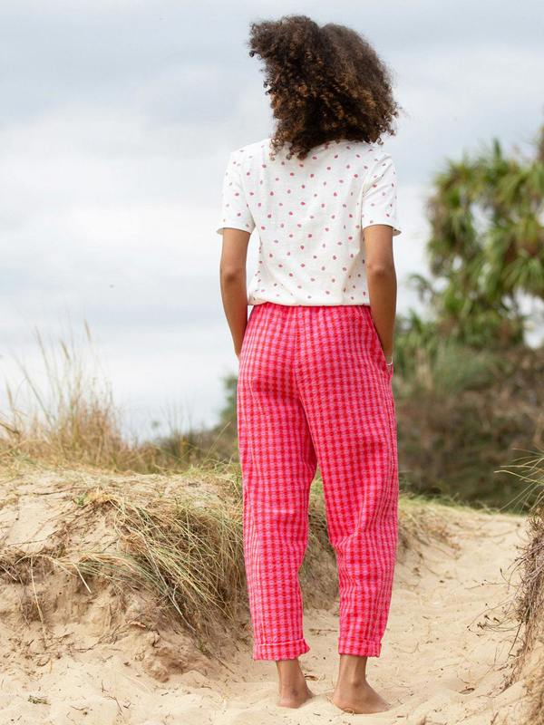 Barrel leg gingham trousers