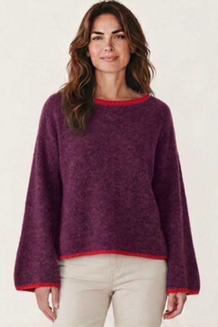 Alpaca Contrast trim Jumper in Prune