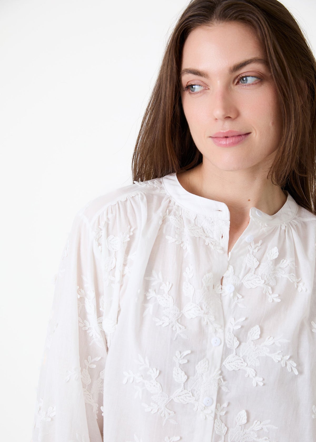 Floral Applique Button Through Blouse