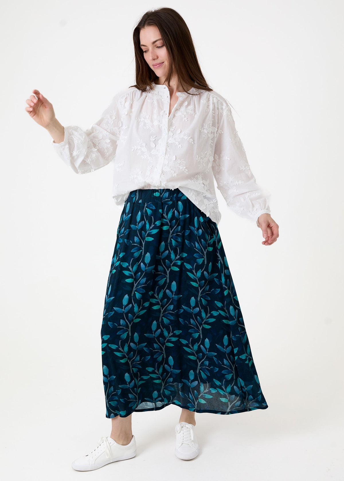 Floral Applique Button Through Blouse
