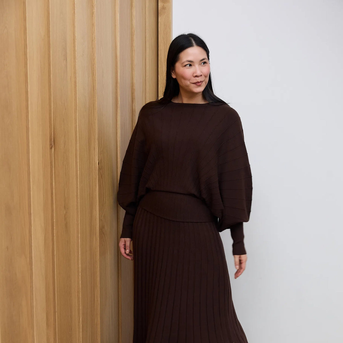 Sunray Batwing Jumper in Chocolate