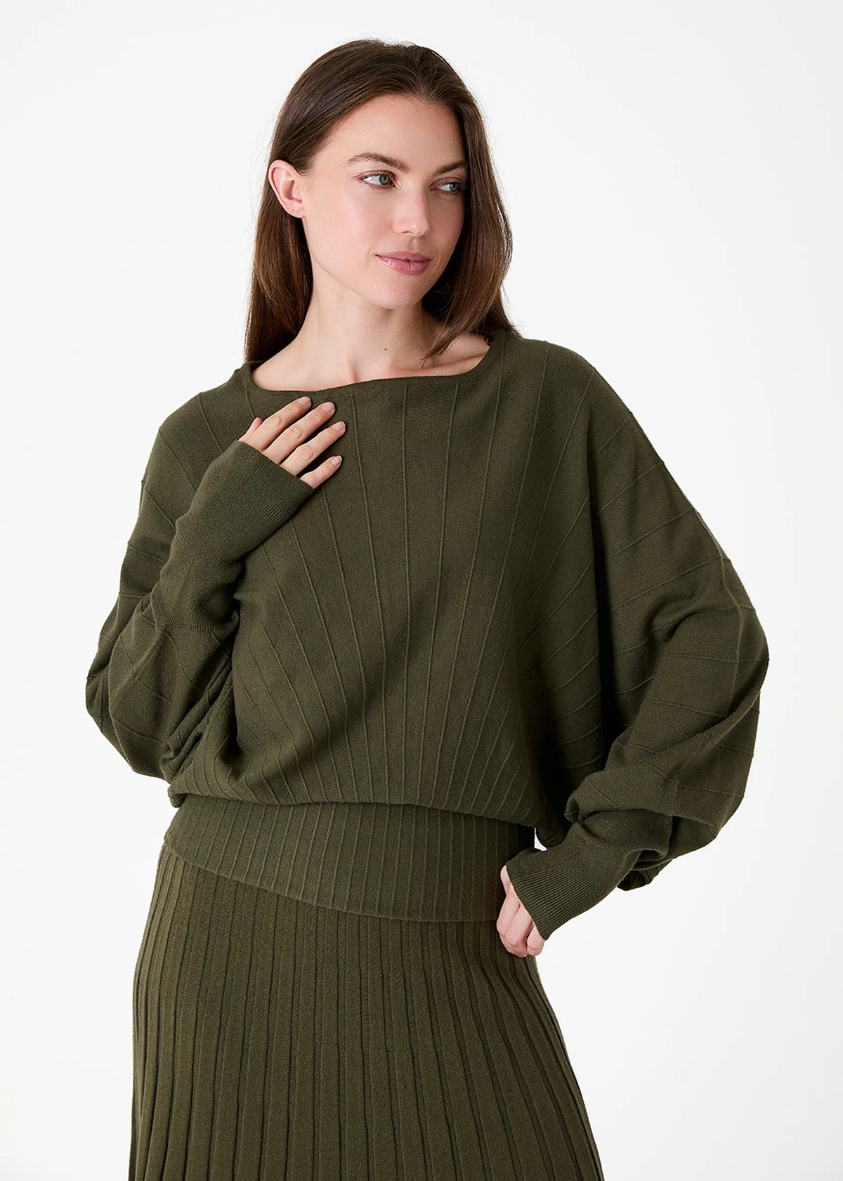 Sunray Batwing Jumper in Forest