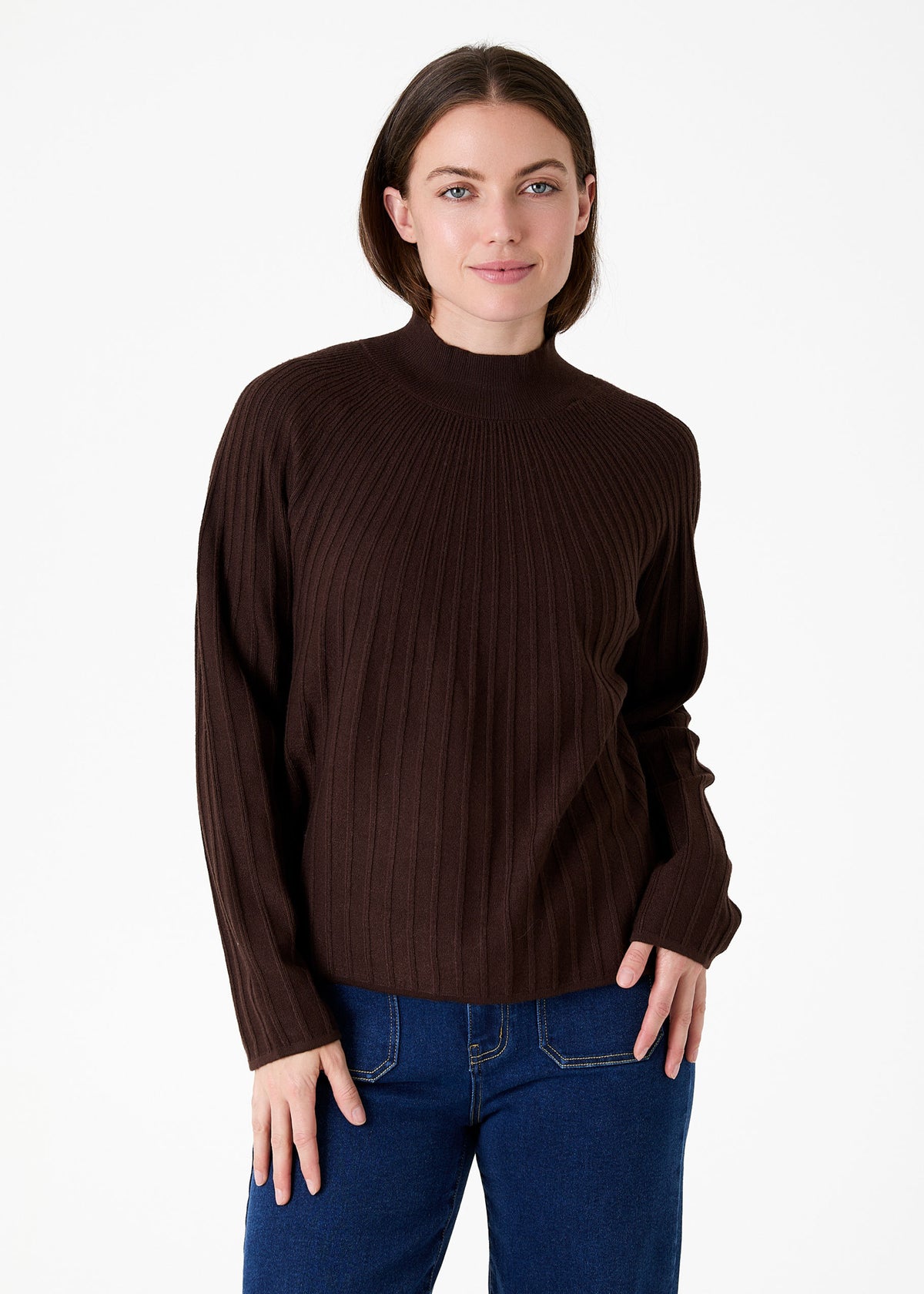 Sunray Turtle Neck Jumper in Chocolate