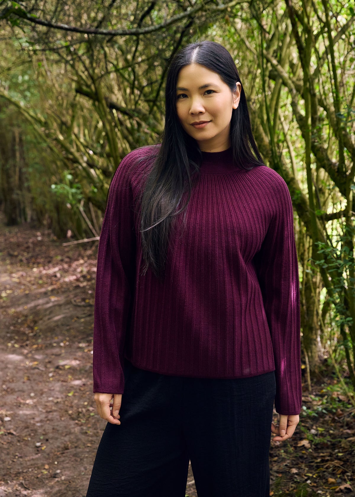 Sunray Turtle Neck Jumper in Merlot