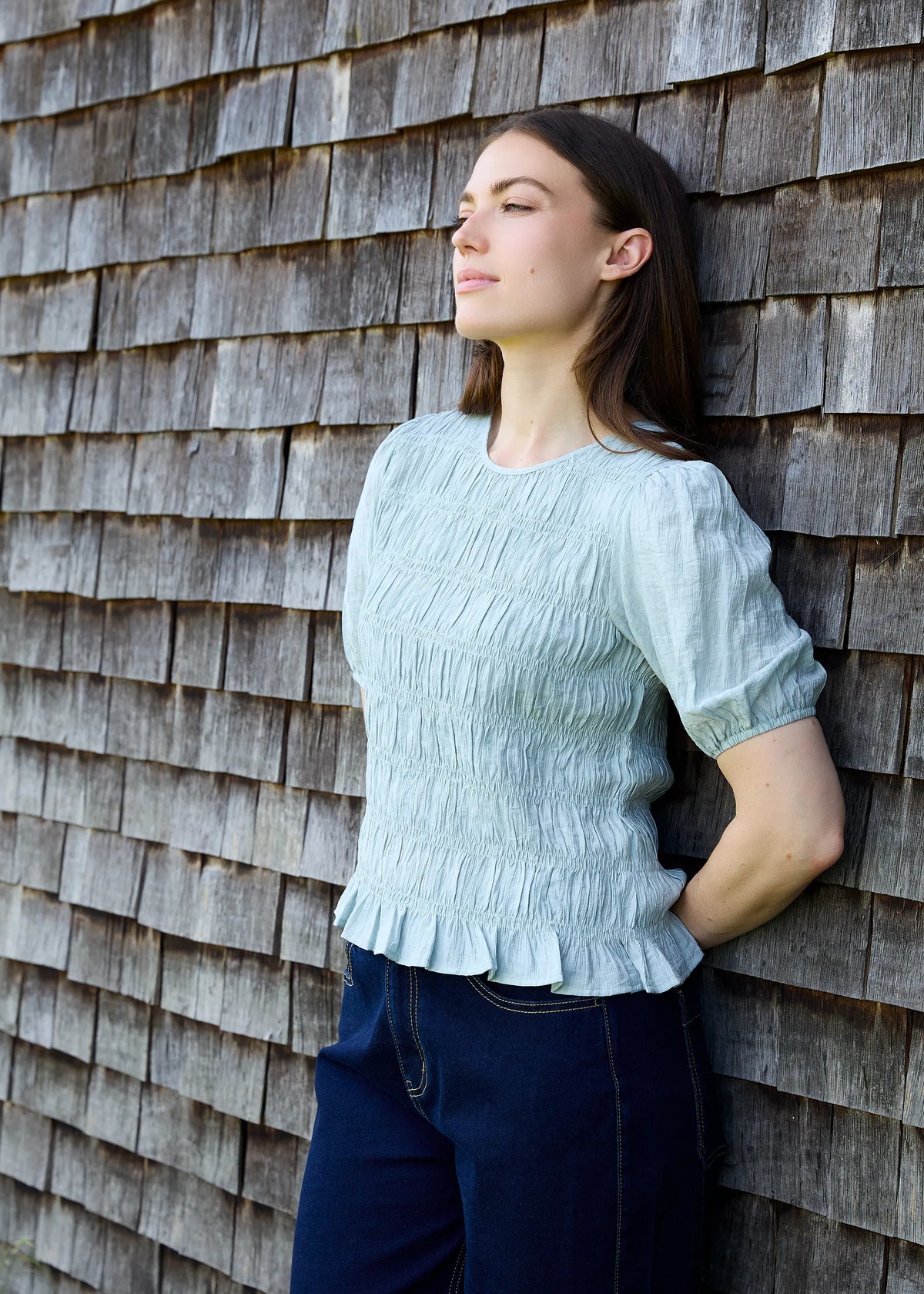 Shirred Short Sleeved Blouse