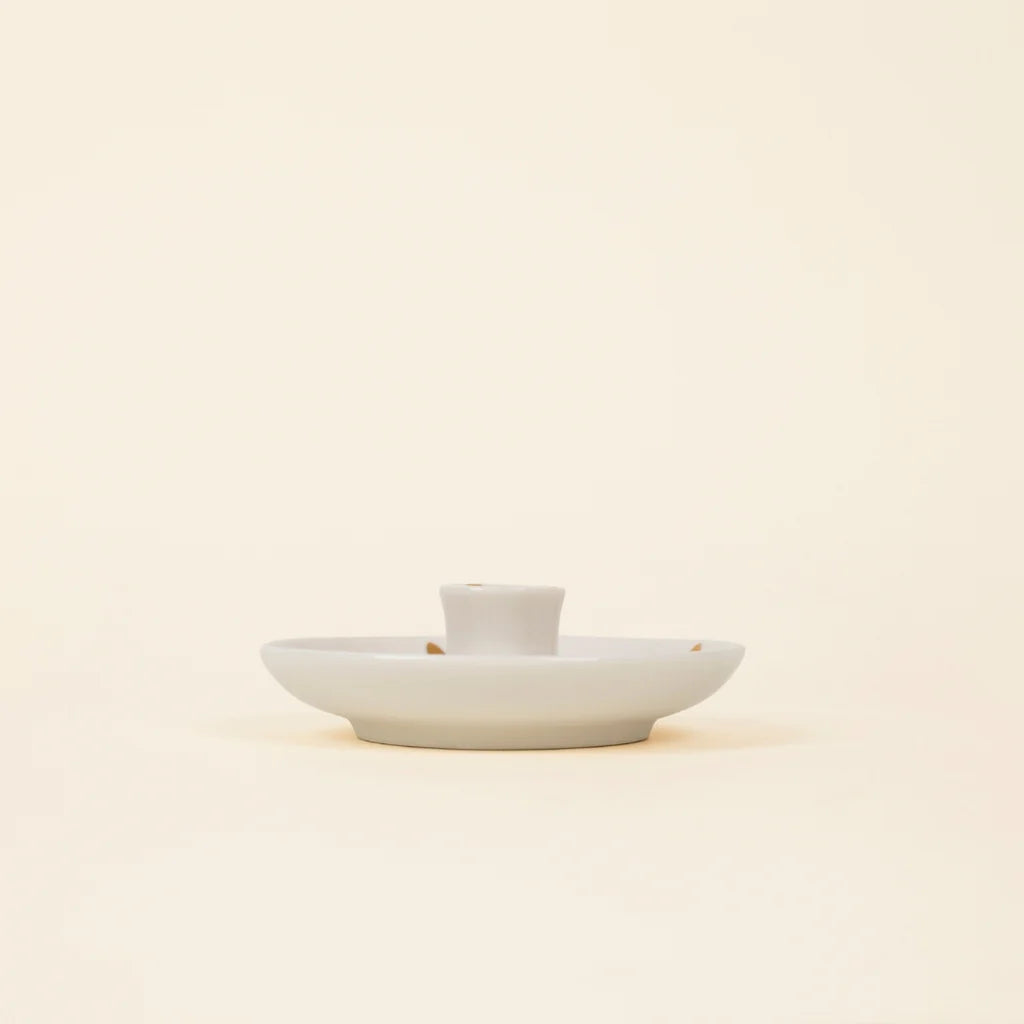 Candle Holder with Gold Brush Marks