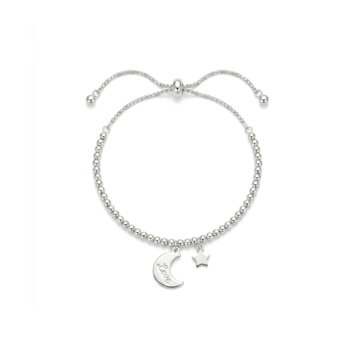Carved Moon & Star Love Slider Bracelet
