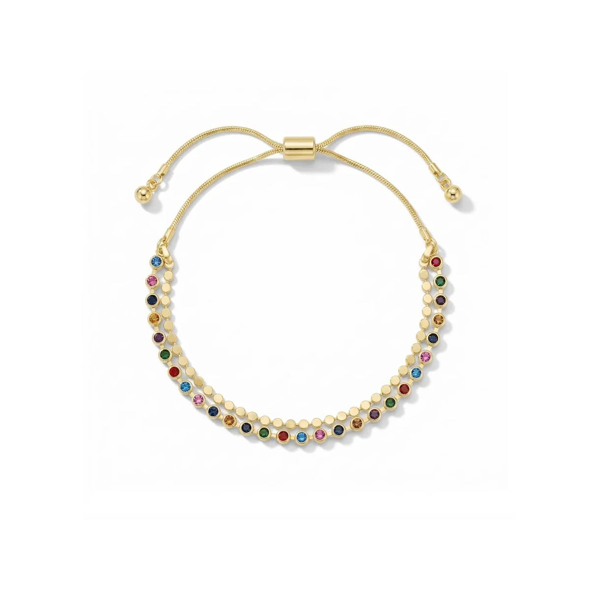 Layered Coloured Glass stone Slider Bracelet