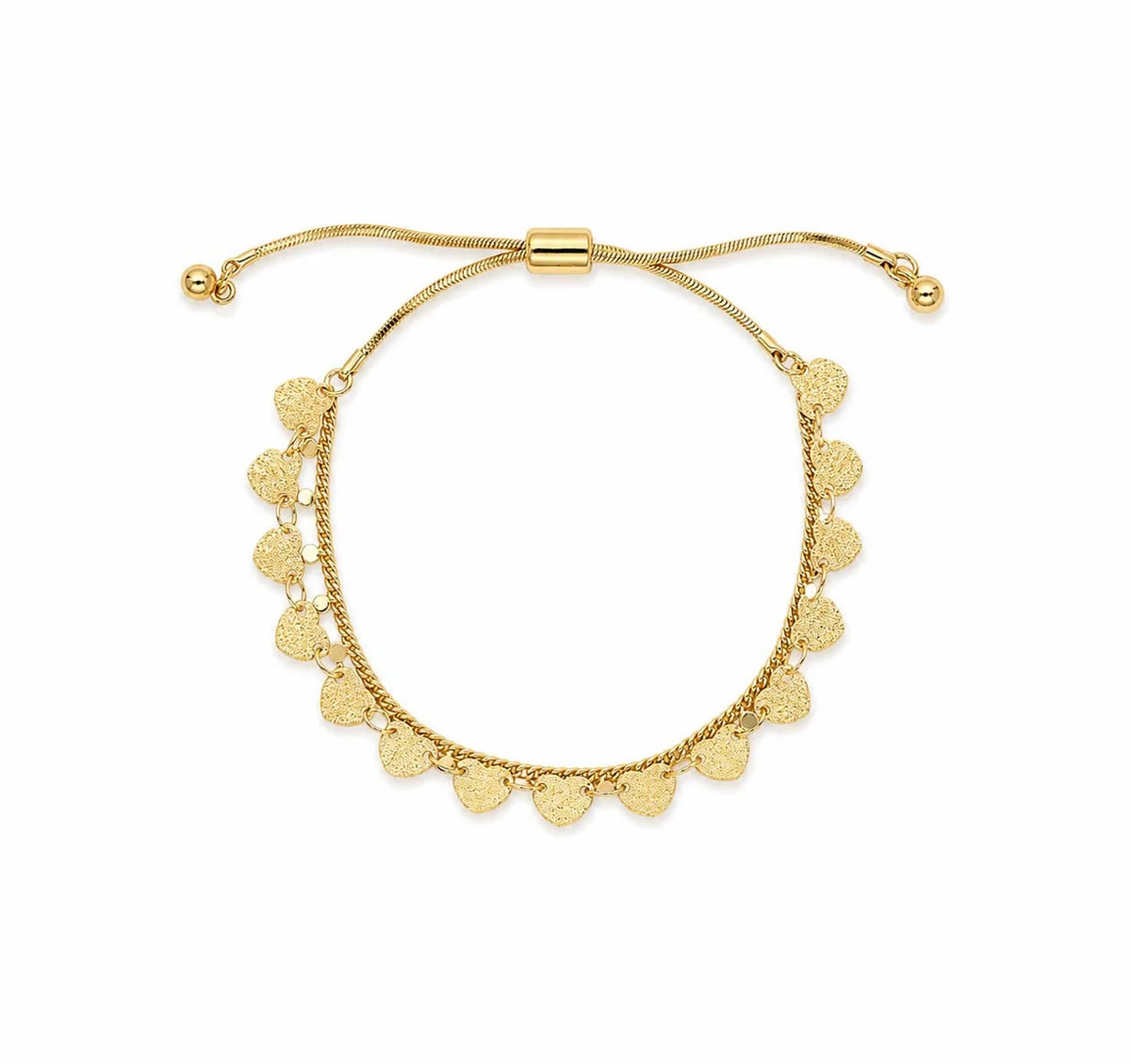 Layered Brass Heart Chain Bracelet