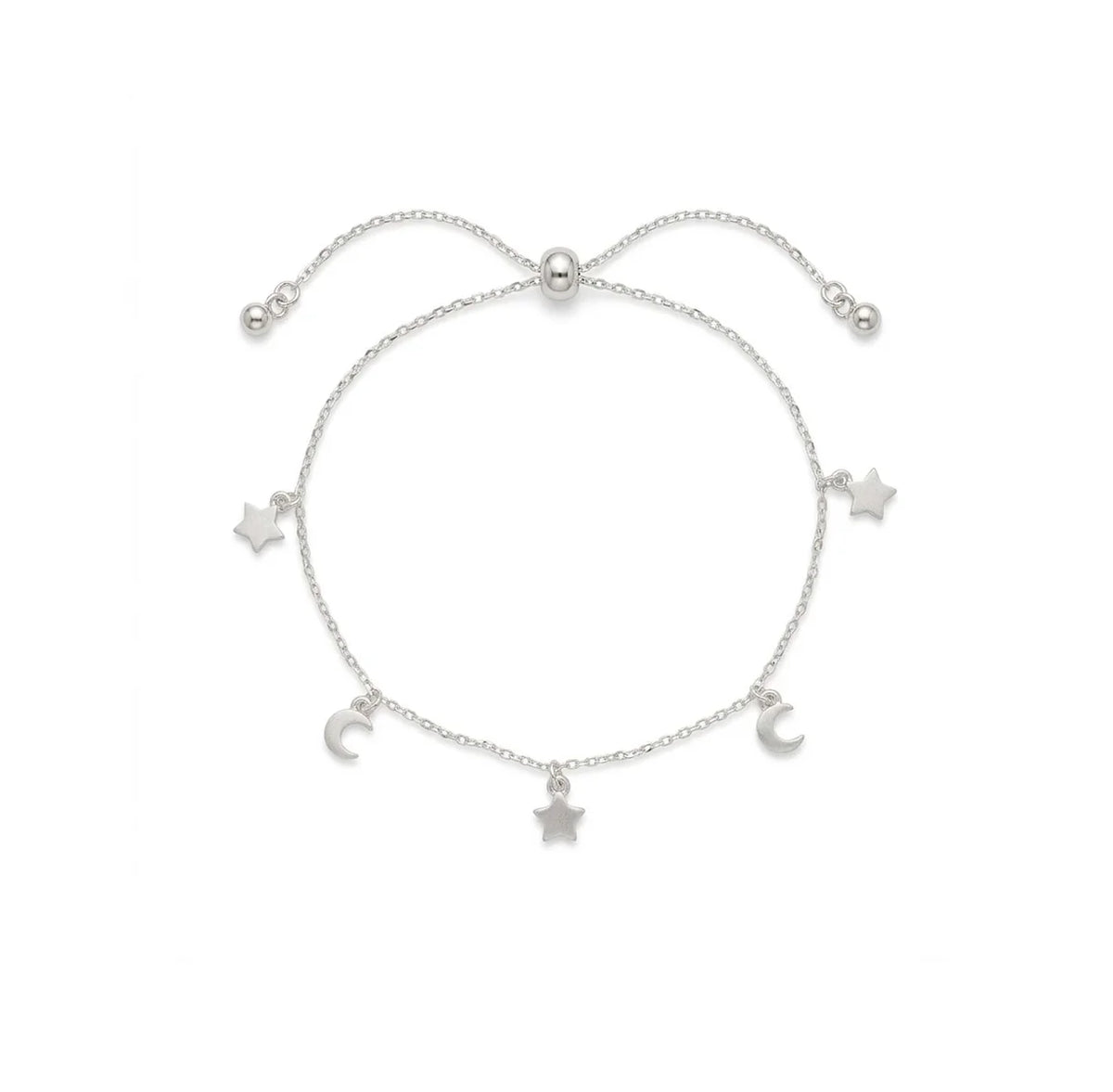 Brushed stars and moons charm Slider Bracelet