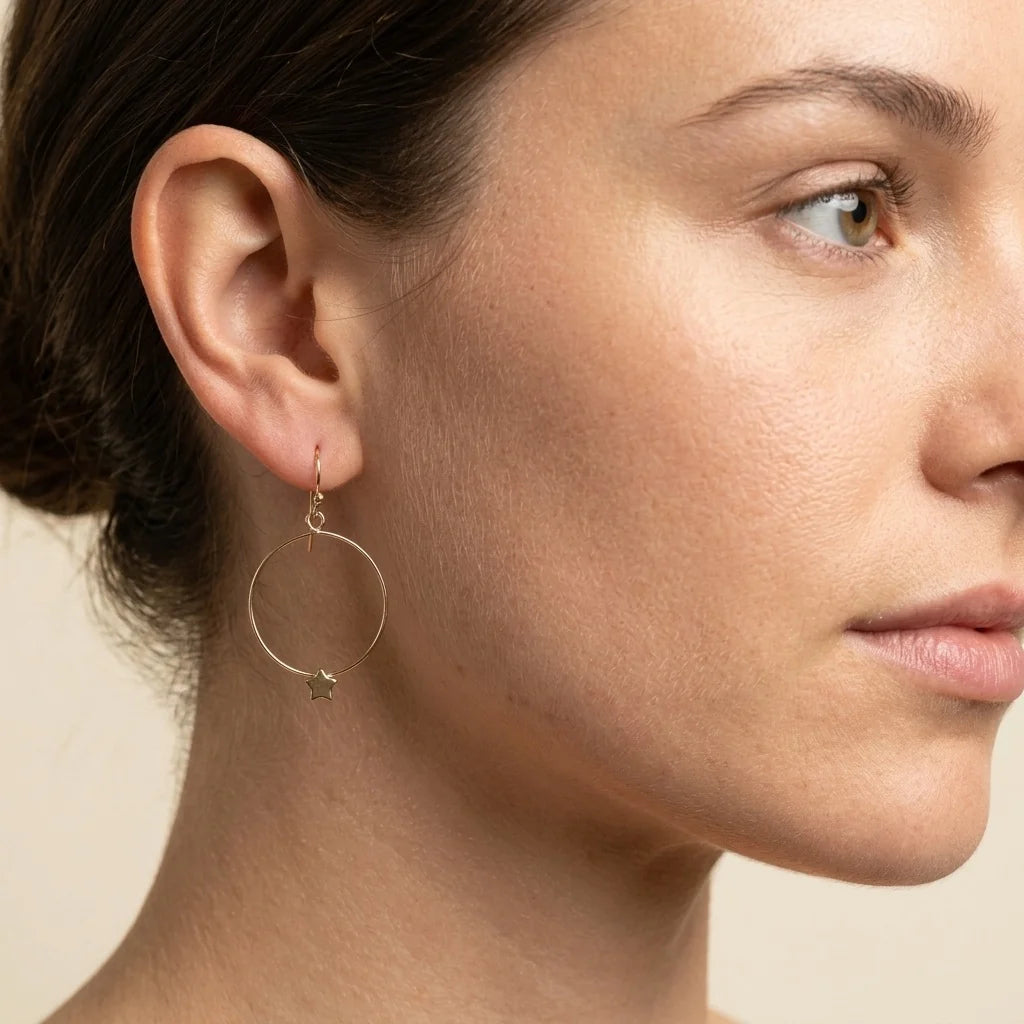 Star Bead Hoop Earrings